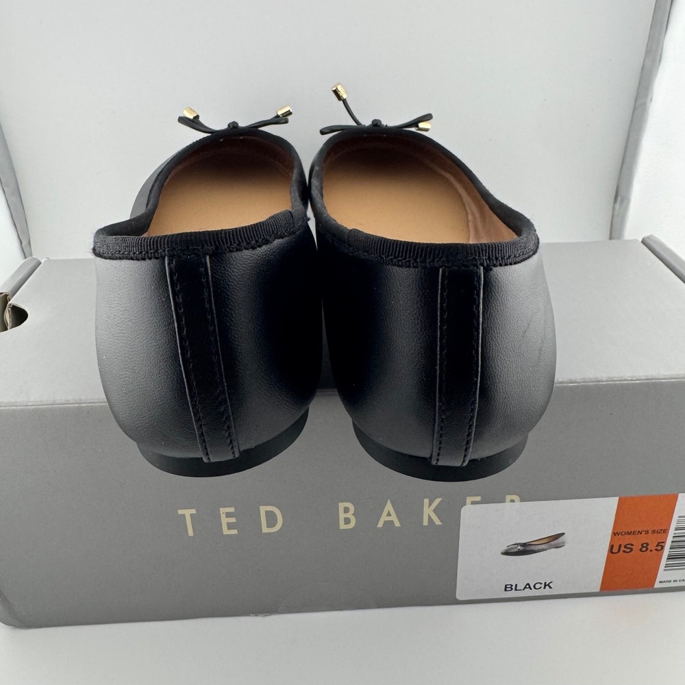 Ted Baker Ballet Flats Women 8.5 Black New Leather Bow Round Toe 1967199 - Picture 7 of 9